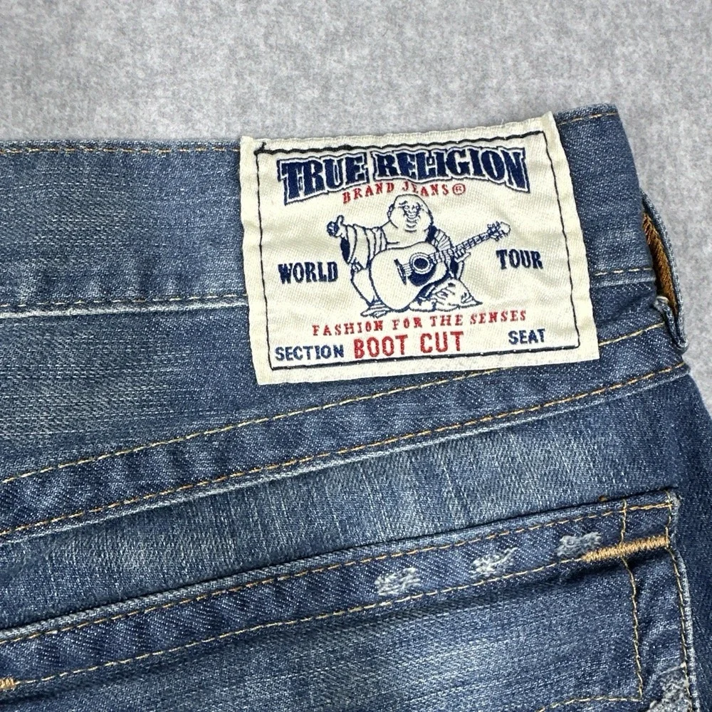 True Religion Men's Boot Cut Jeans Size 36(Fit 37x32) Medium Wash Fade Made USA